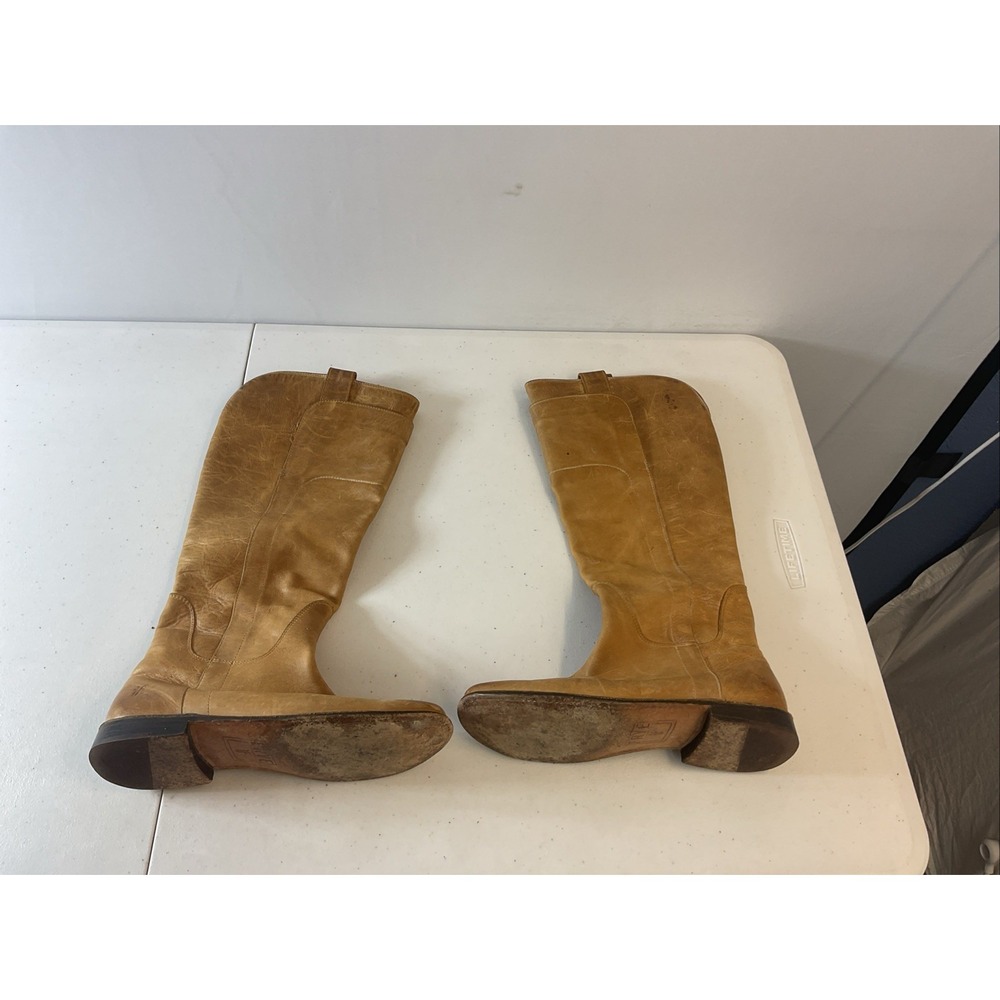 FRYE Womens 7.5B Paige Riding Distressed Tan Tall Riding Leather Boots Horses